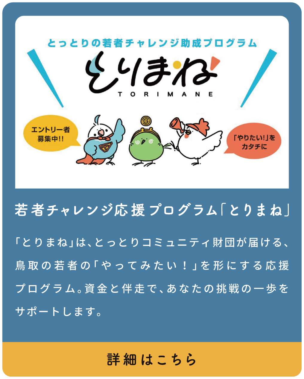 若者チャレンジ応援基金 とりまね